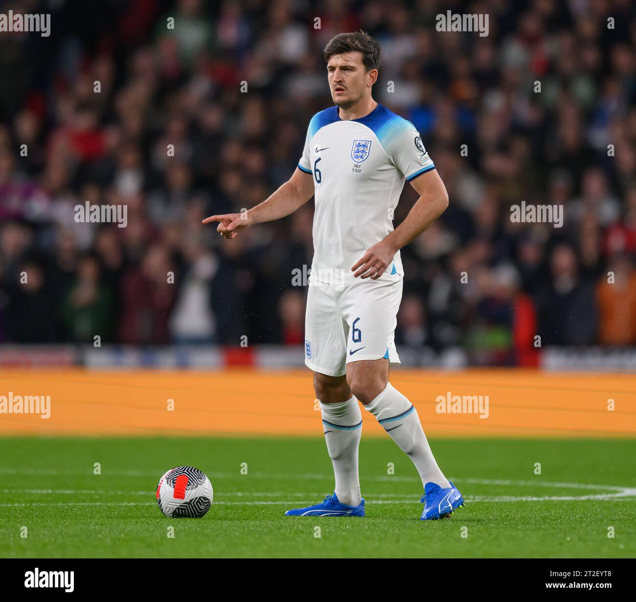 17 Oct 2023 - England v Italy - Euro 2024 Qualifier - Wembley Stadium.  England's Harry Maguire during the match against Italy. Picture : Mark Pain / Alamy Live News Stock Photo
