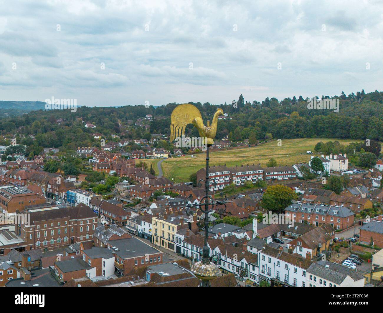Aerial view of Dorking, Surrey- picturesque market town in south eat England Stock Photo
