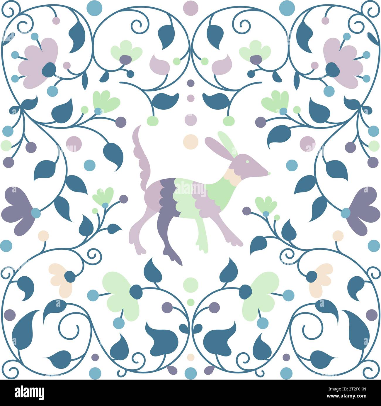 Mexican otomi embrodery pattern. Colorful Mexican Traditional Textile