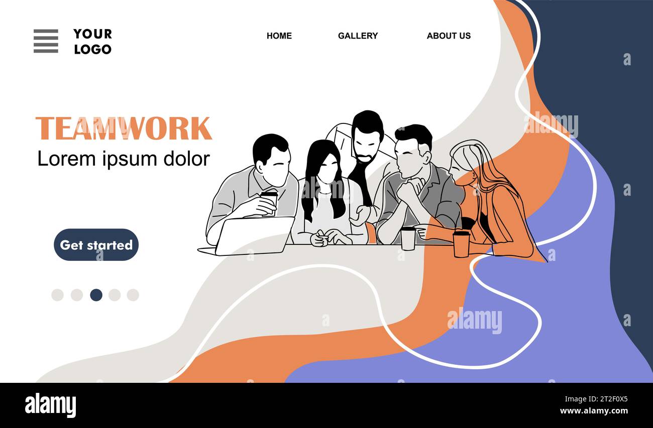 Team work business concept landing page template Stock Vector Image ...