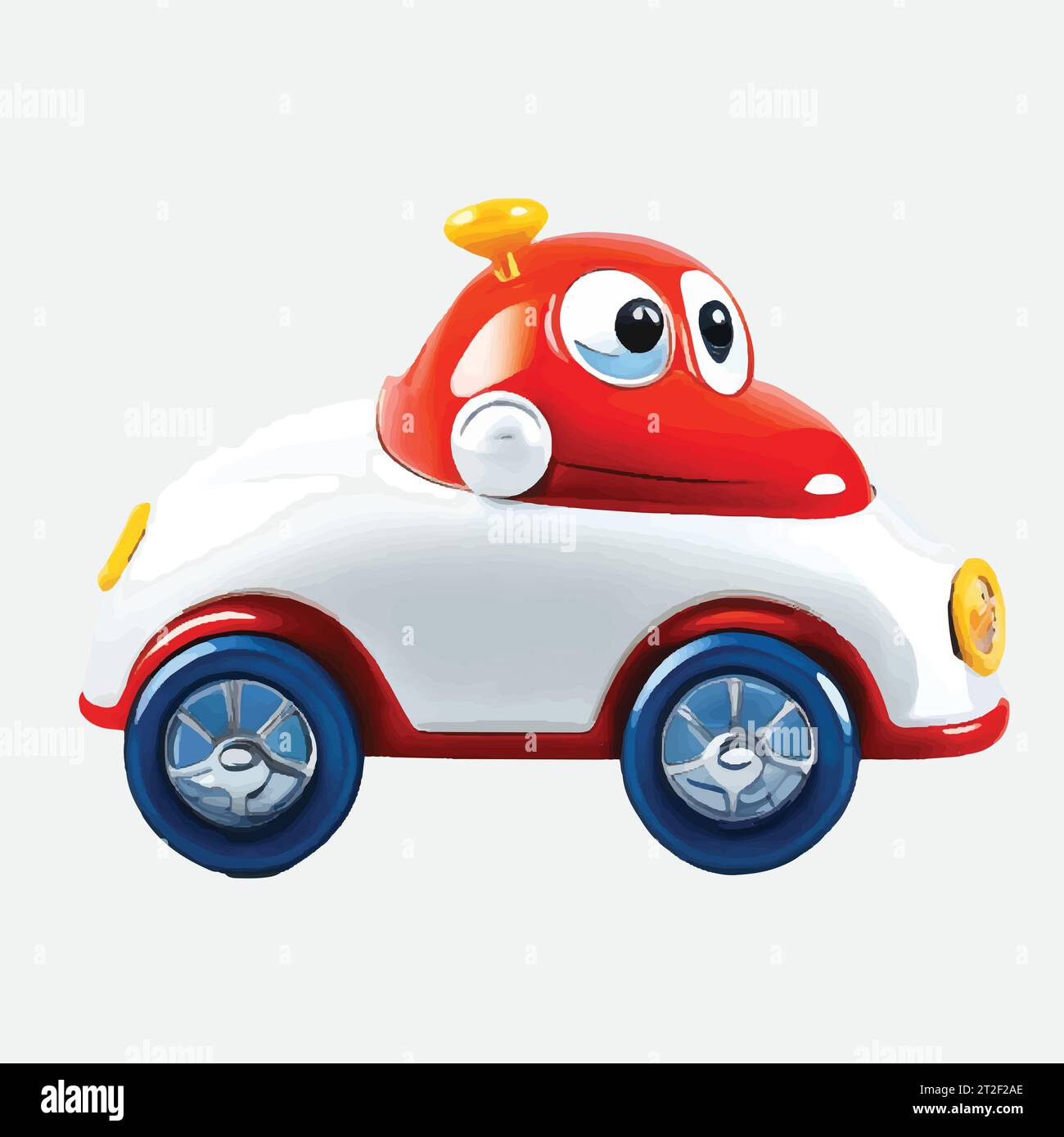 a single toy car cartoon character white background Stock Vector Image