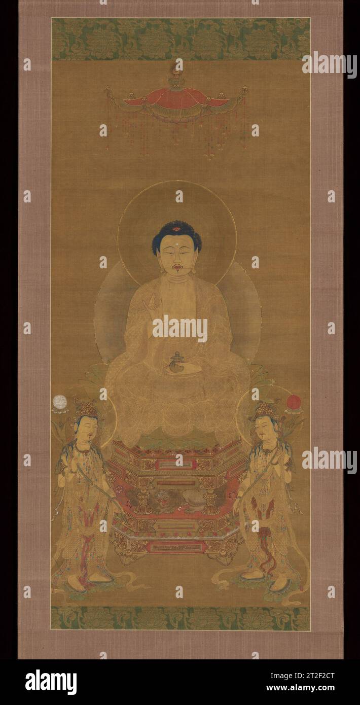 Triad of the Medicine Master Buddha Yakushi (Bhaisajya Buddha) Unidentified  artist 17th or 18th century This painting depicts a rare Japanese painted  depiction of Yakushi (Sanskrit: Bhaisajyaguru), the Medicine Master Buddha,  an