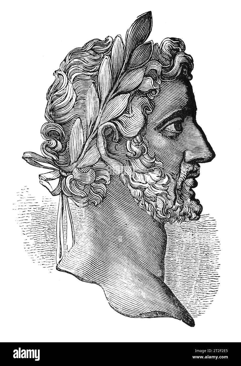 Titus Aelius Hadrianus Antoninus Pius, Roman Emperor from AD138 - 181. Profile portrait. Black and White Illustration from the 'Old England' published by James Sangster in 1860. Stock Photo