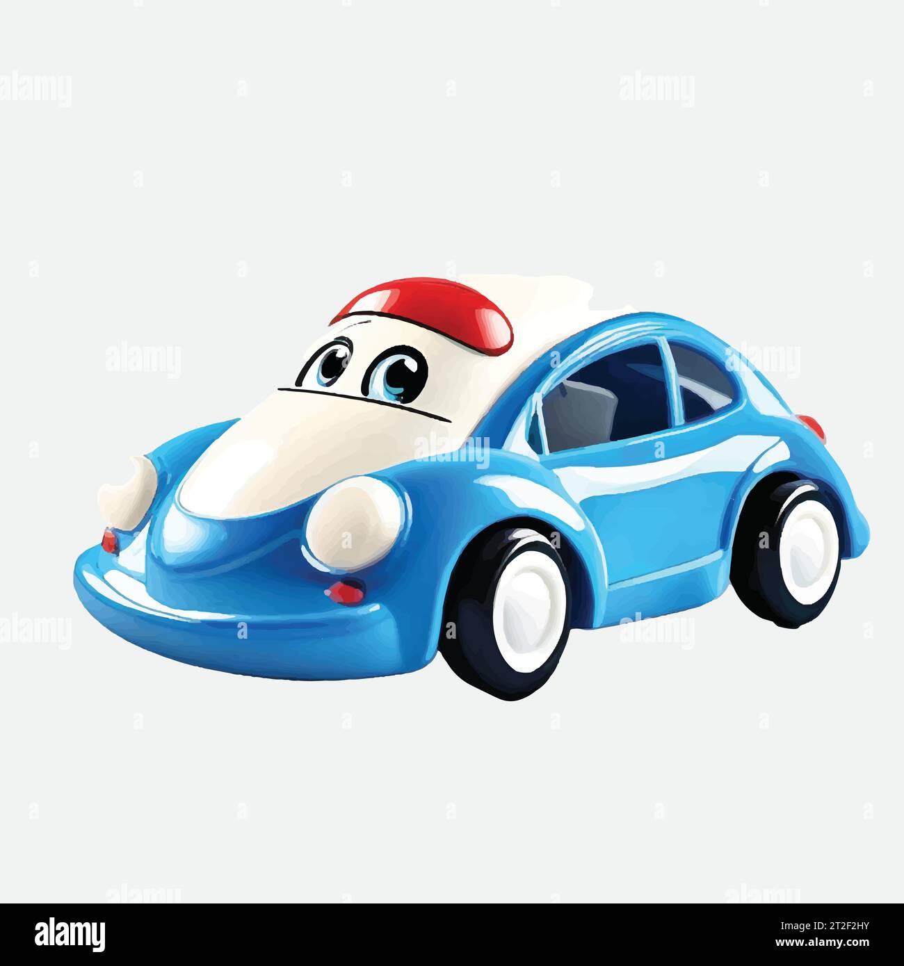 a single toy car cartoon character white background Stock Vector Image