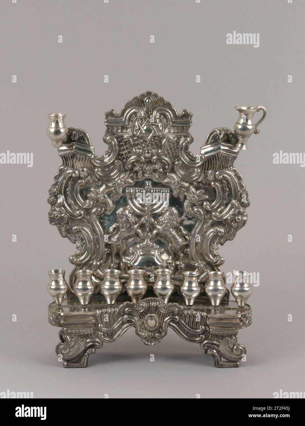 Hanukkah lamp Pietro Borrani Italian ca. 1830 Italian silver Hanukkah ...