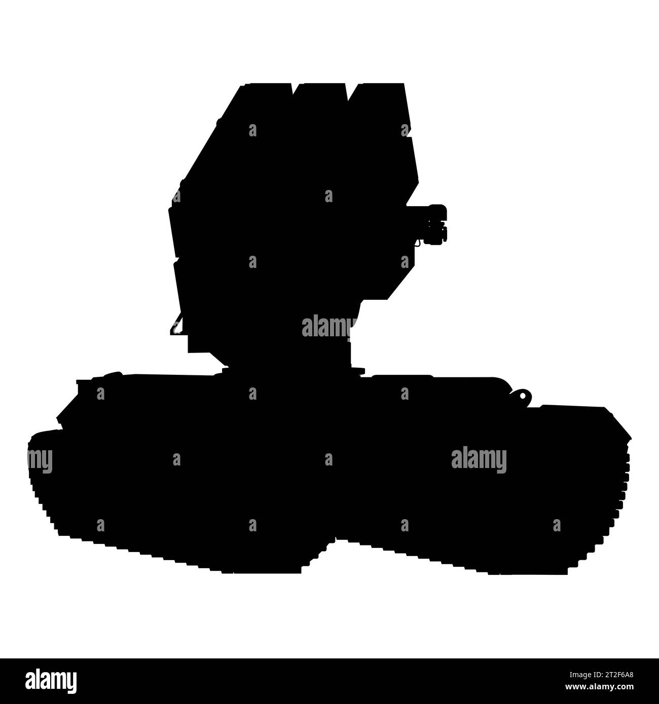 Self-propelled Anti - aircraft air defense system silhouette. Ilustration isolated on white background. Stock Photo