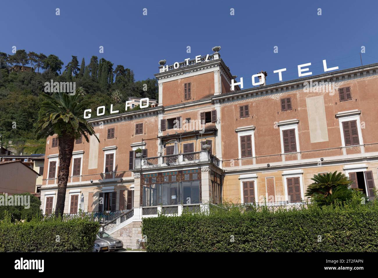 Villa Bianchi, former Hotel Golfo, Toscolano-Maderno, Lake Garda west shore, Lombardy, Province of Brescia, Italy Stock Photo