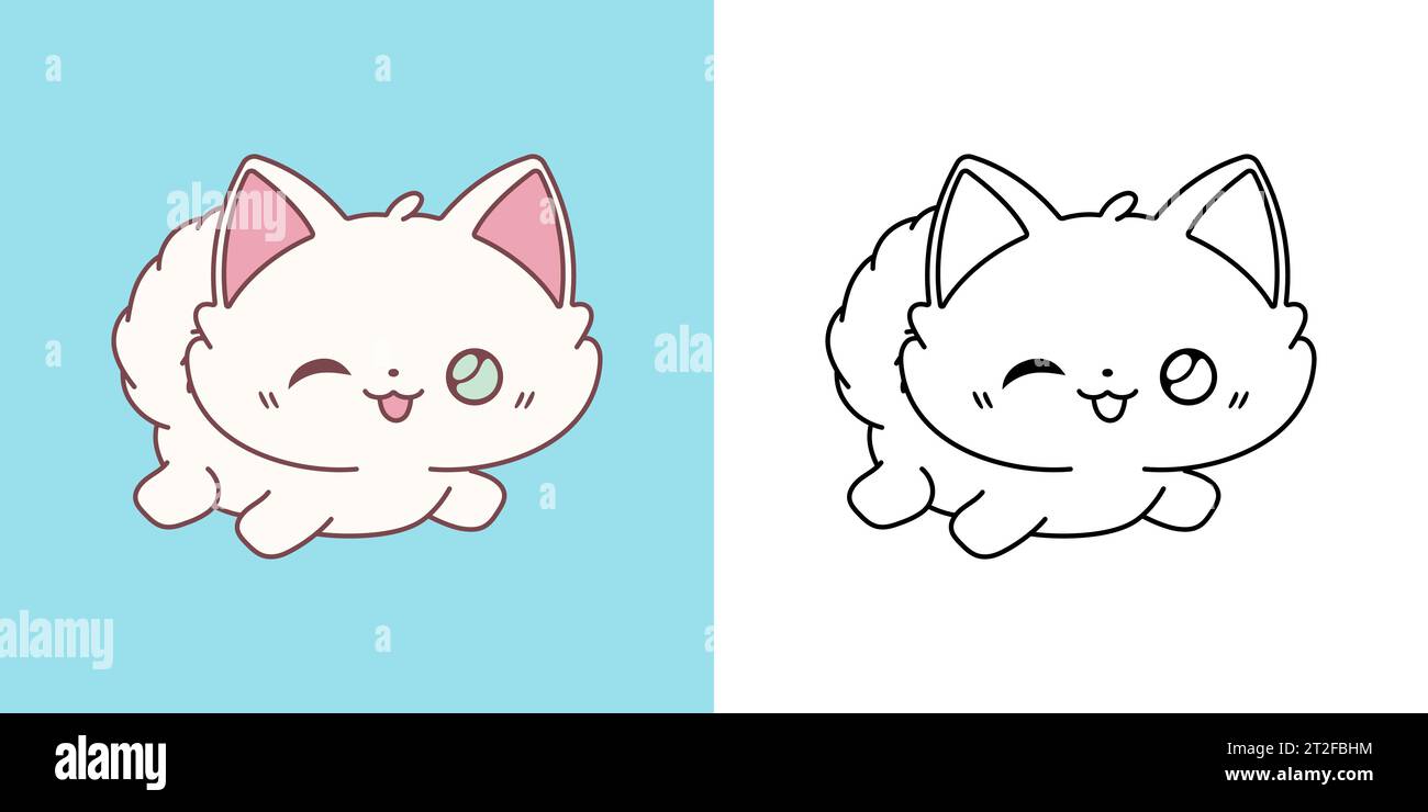 Clipart Ragdoll Cat Multicolored and Black and White. Cute Clip Art