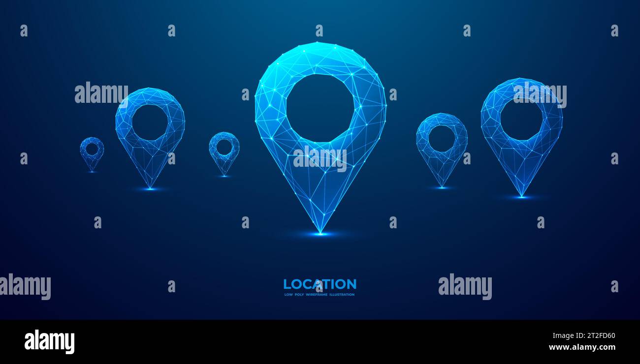 Abstract set of location map pins. GPS digital concept Stock Vector