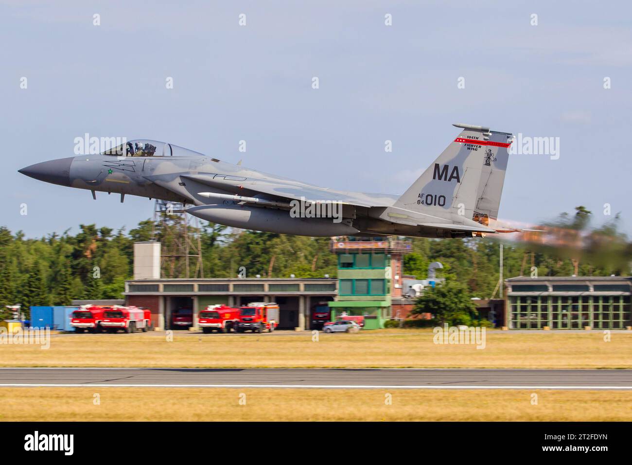 F-15C of the Massachusetts Air National Guard departing Hohn Air Base ...