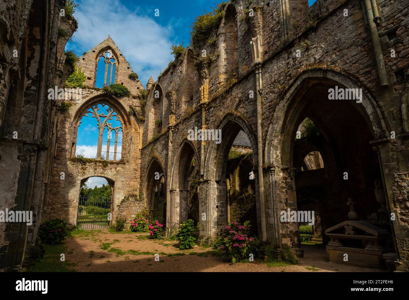 Ruins of the church of Abbaye de Beauport in the village of Paimpol, Cotes-d'Armor department, French Brittany. France Stock Photo