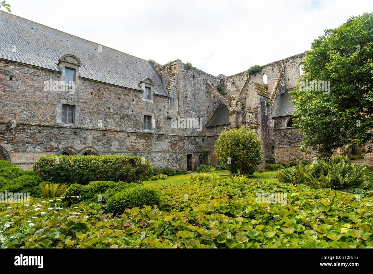 Gardens inside the Abbaye de Beauport in the village of Paimpol, Cotes-d'Armor department, French Brittany. France Stock Photo