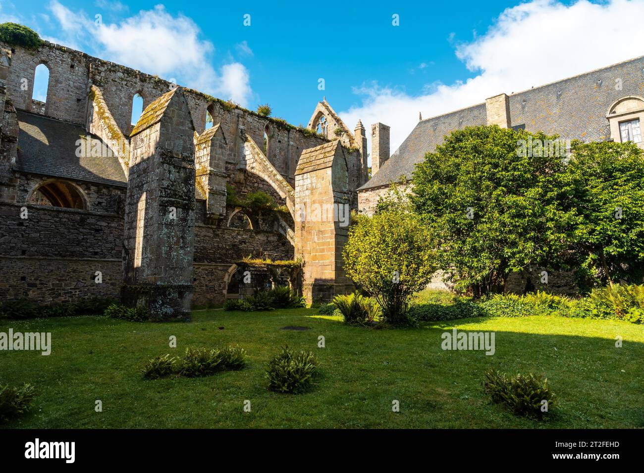 Walls of the ruined church of Abbaye de Beauport in the village of Paimpol, Cotes-d'Armor department, French Brittany. France Stock Photo