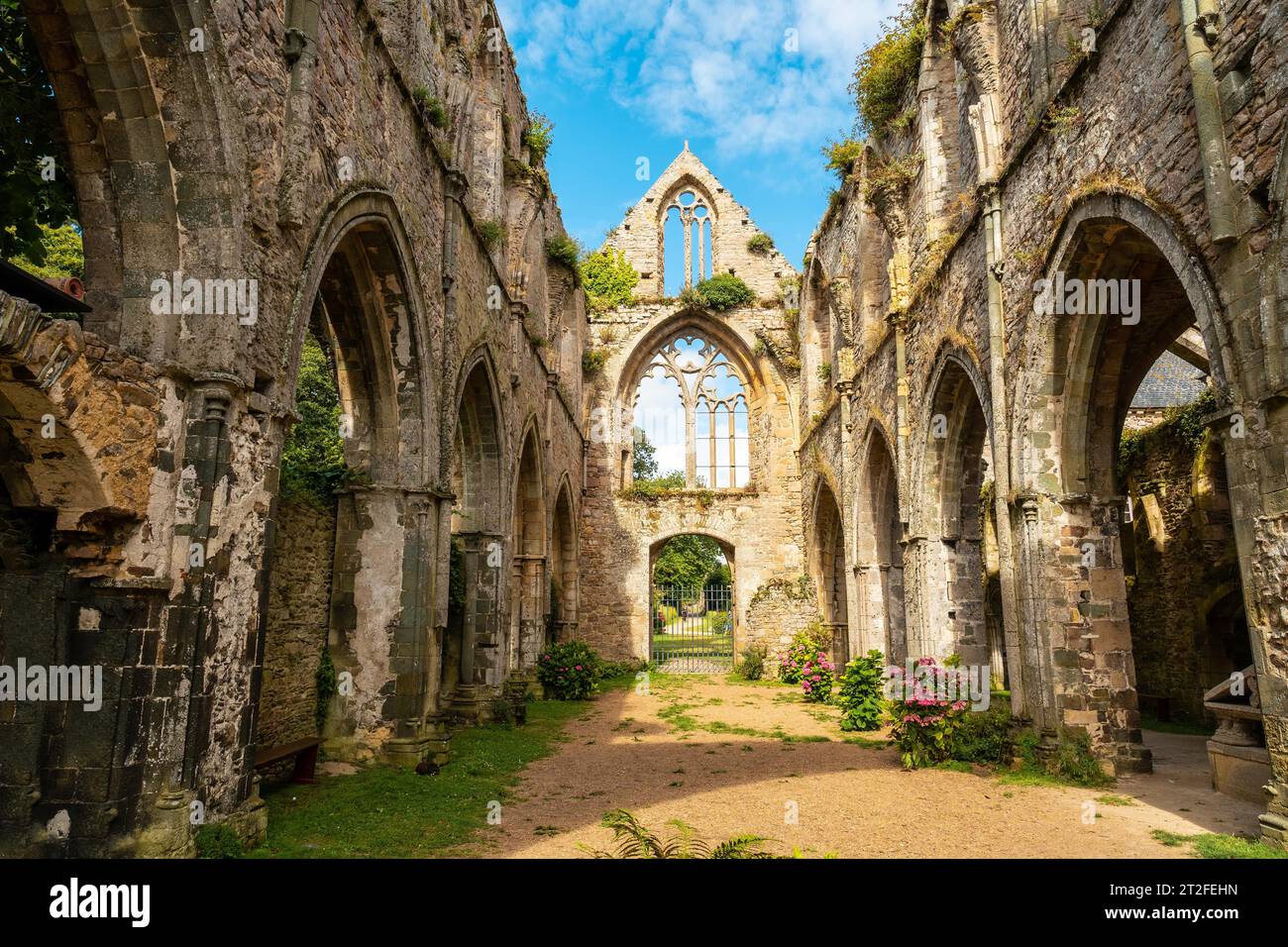 Ruins of the church of Abbaye de Beauport in the village of Paimpol, Cotes-d'Armor department, French Brittany. France Stock Photo
