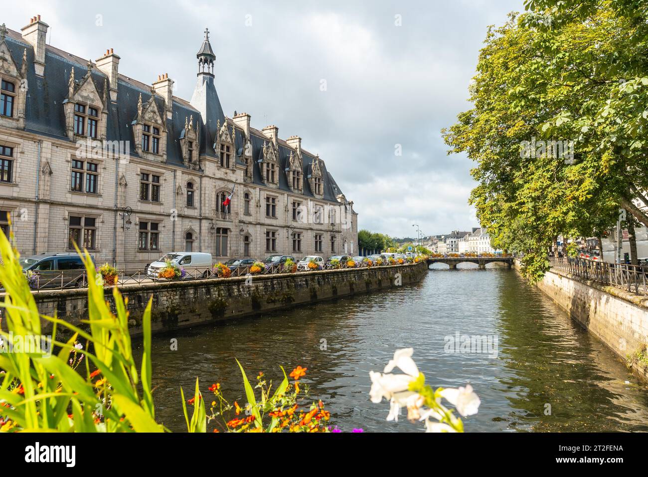 Rio Odet in the medieval town of Quimper in the department of Finisterre. French Brittany, France Stock Photo