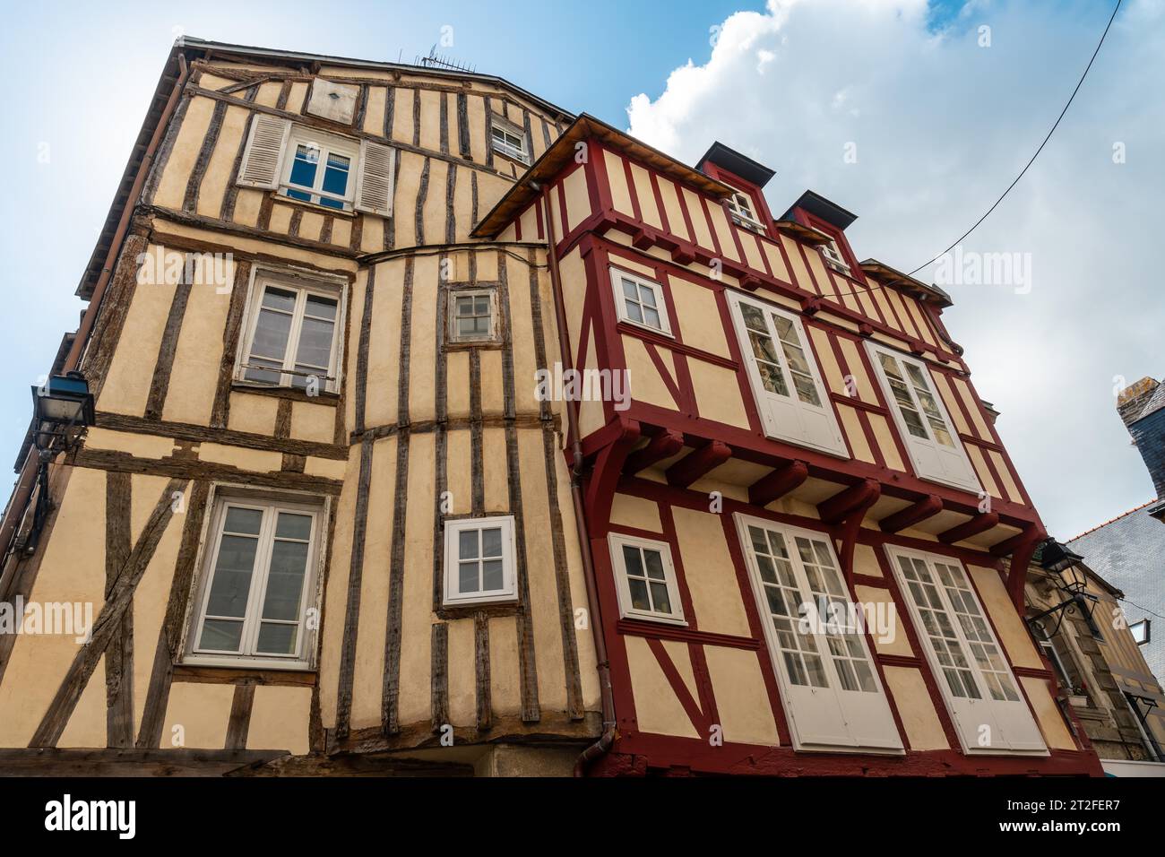 Vannes coastal medieval town, traditional colored wooden houses, Morbihan department, Brittany, France Stock Photo