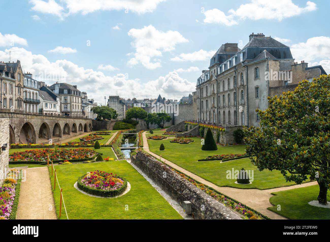 Vannes coastal medieval town, the beautiful gardens of the Remparts Garden, Morbihan department, Brittany, France Stock Photo