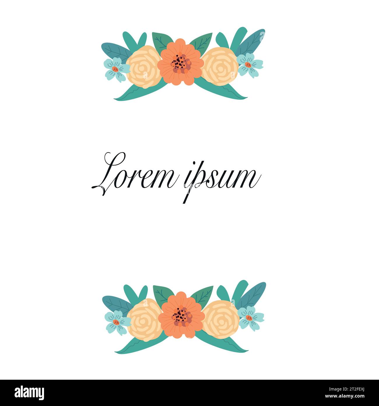 floral border of roses and peony - template Stock Vector Image & Art ...