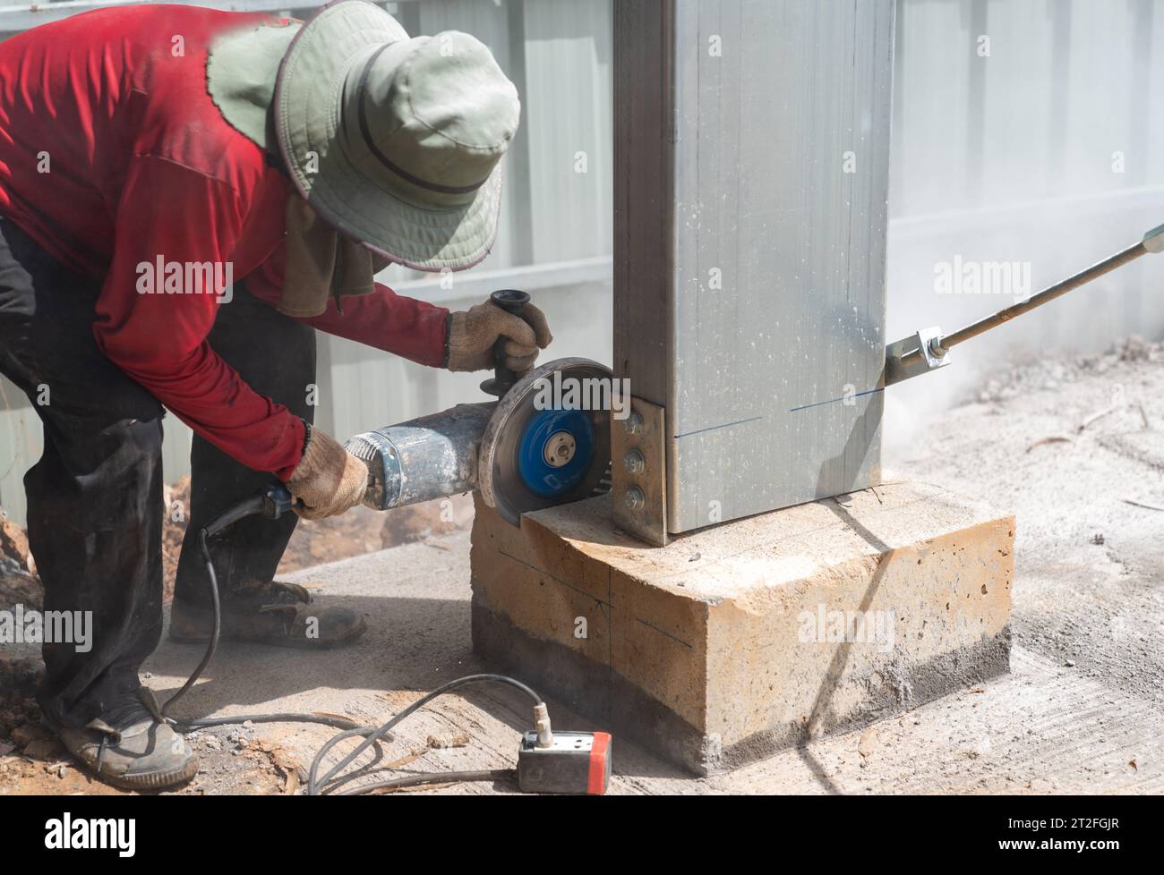 Blade saws are used by construction workers to cut edge base pole in