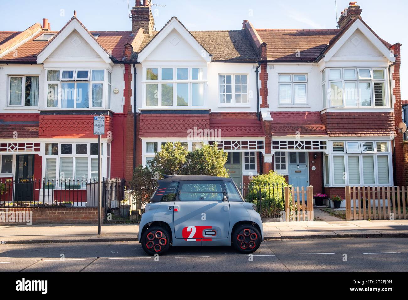 London- October 10, 2023: Citroen Ami electric car parked on residential London street Stock Photo