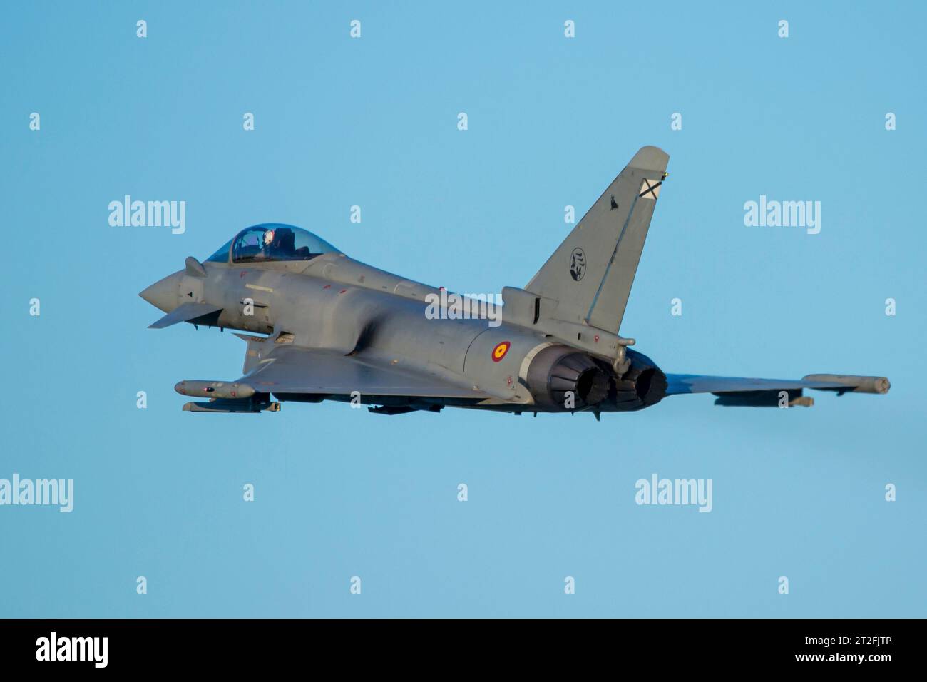 Spanish Eurofighter jet doing a demonstration flight Stock Photo Alamy