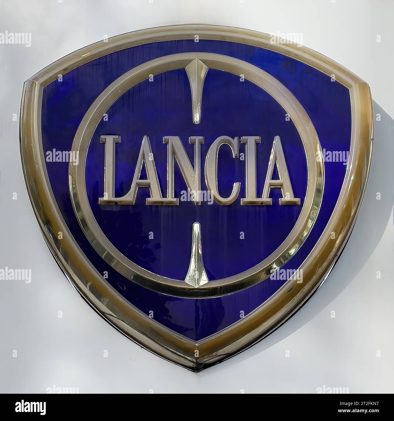 Logo of Italian car brand Lancia led by international company Stellantis, Germany Stock Photo