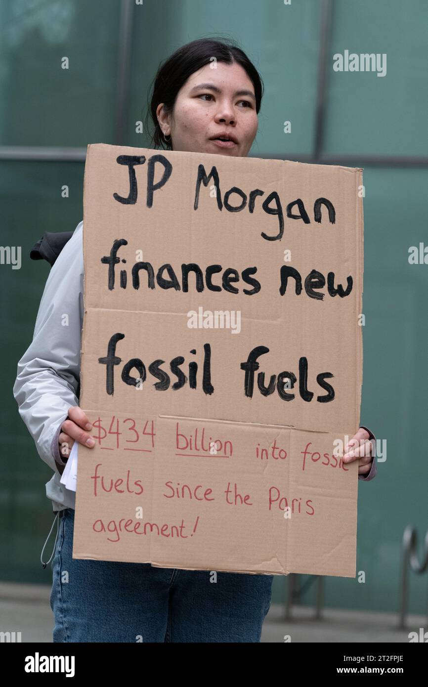 London, UK. 19 October, 2023. Climate activists from Fossil Free London