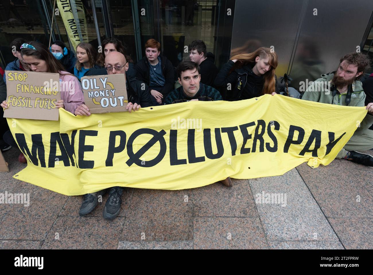 London, UK. 19 October, 2023. Climate activists from Fossil Free London