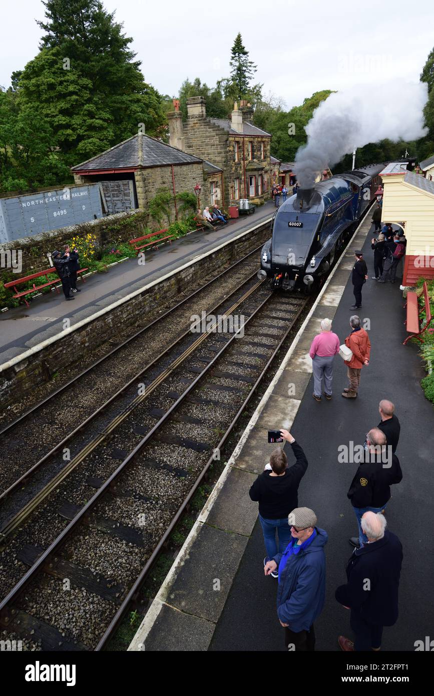 LNER Class A4 Pacific No 60007 Sir Nigel Gresley arriving at Goathland ...