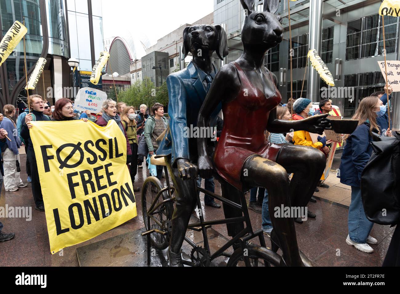 London, UK. 19 October, 2023. Climate activists from Fossil Free London ...