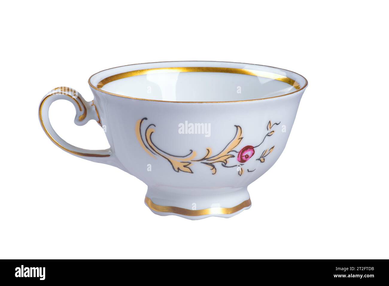 Empty vintage tea (coffee) faience cup. Isolated on white Stock Photo