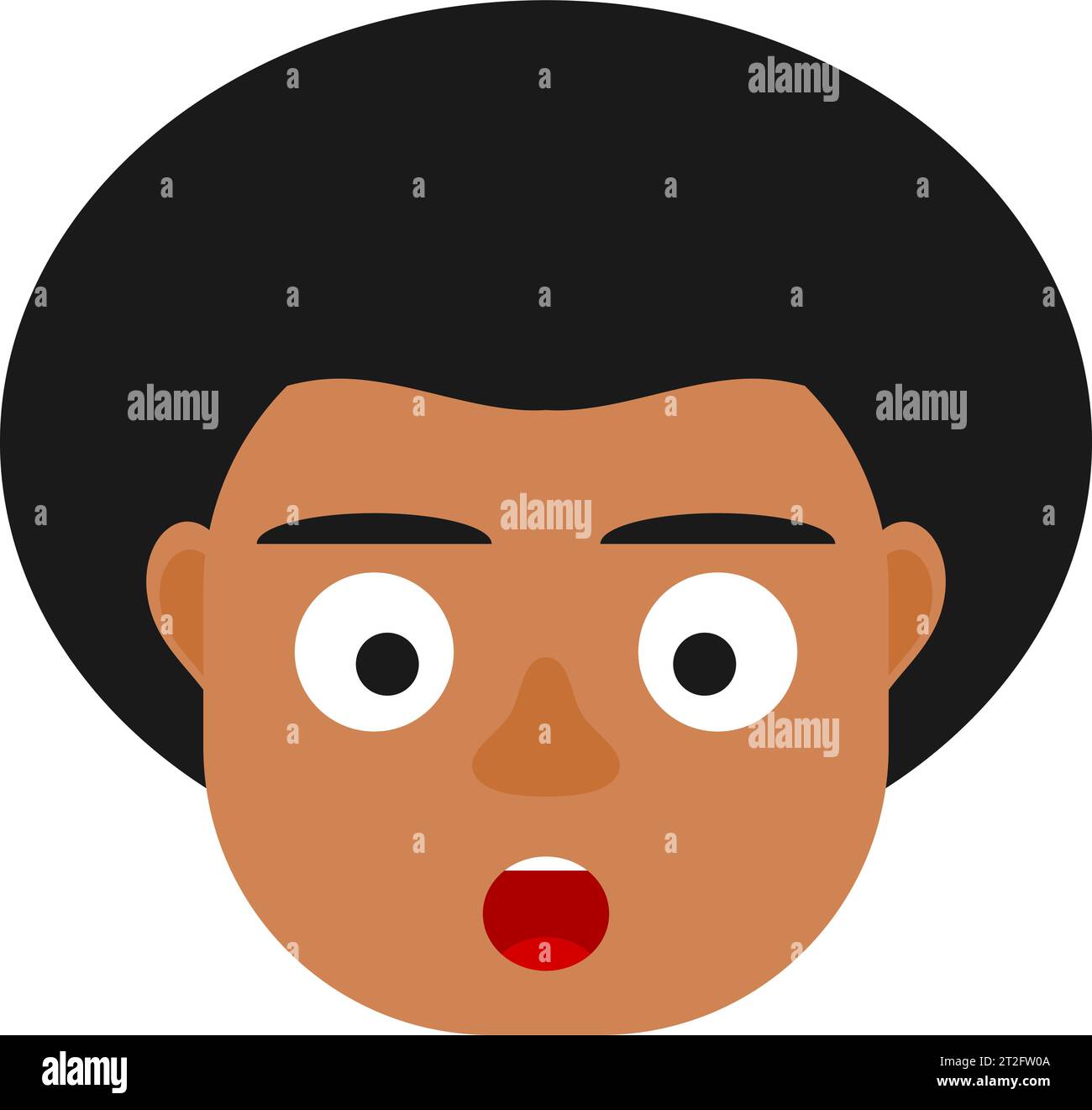 Cute black boy surprised. Black boy avatar. Black boy emoji. Stock Vector