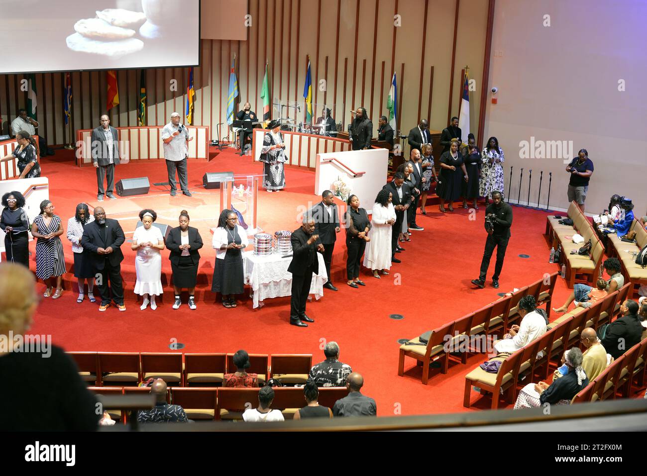 Sunday morning mass at the Abyssinian Baptist Church in Harlem, uptown New York City Stock Photo