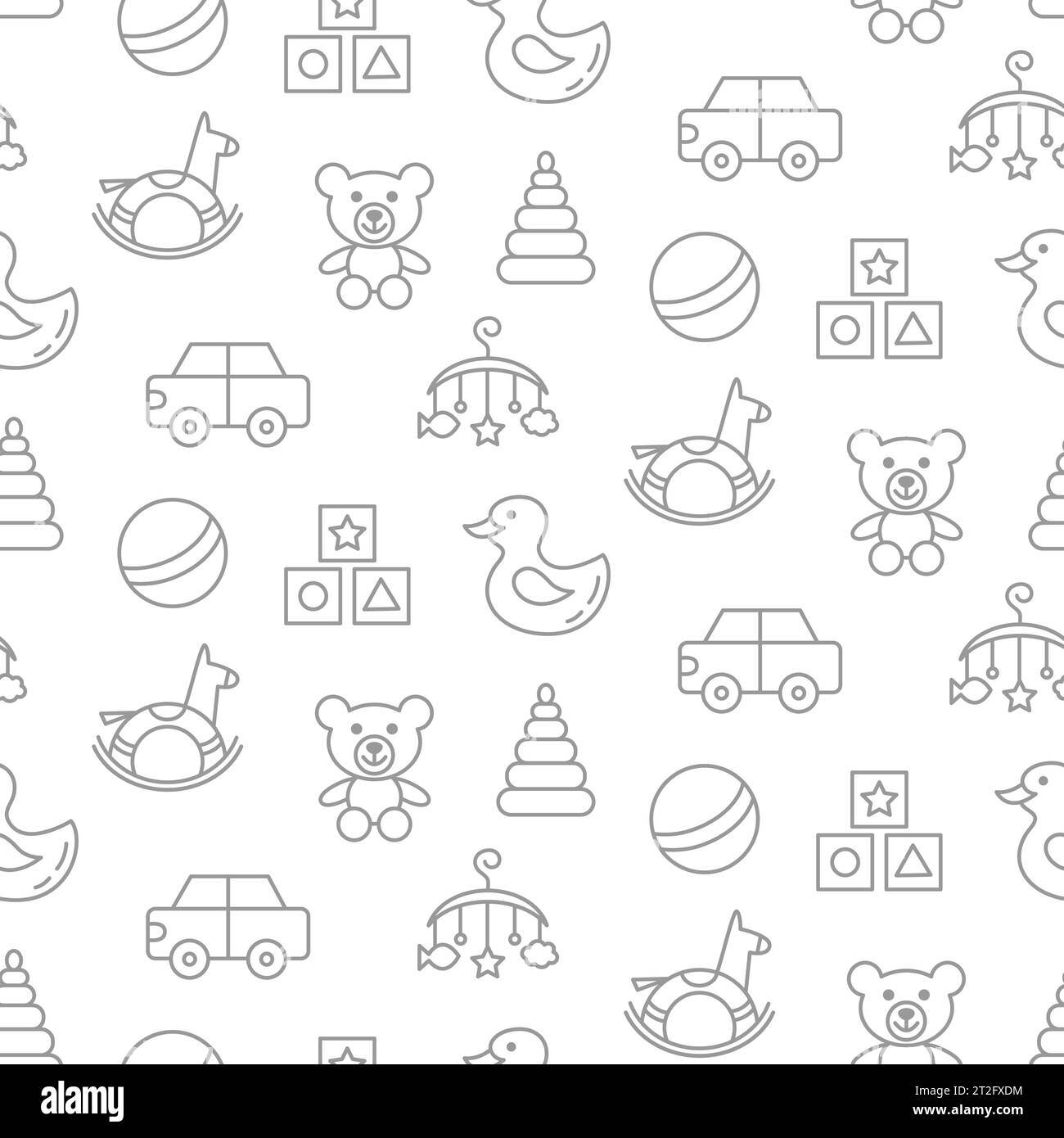 Baby toys seamless pattern with line doodle icons Stock Vector Image ...