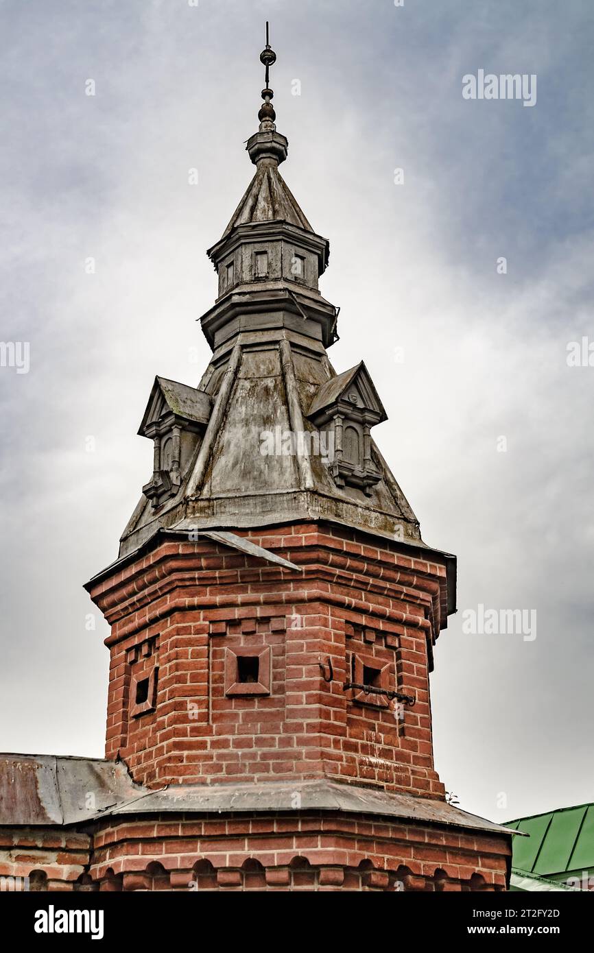 Small tower of red brick Trinity Lavra of St. Sergius Stock Photo