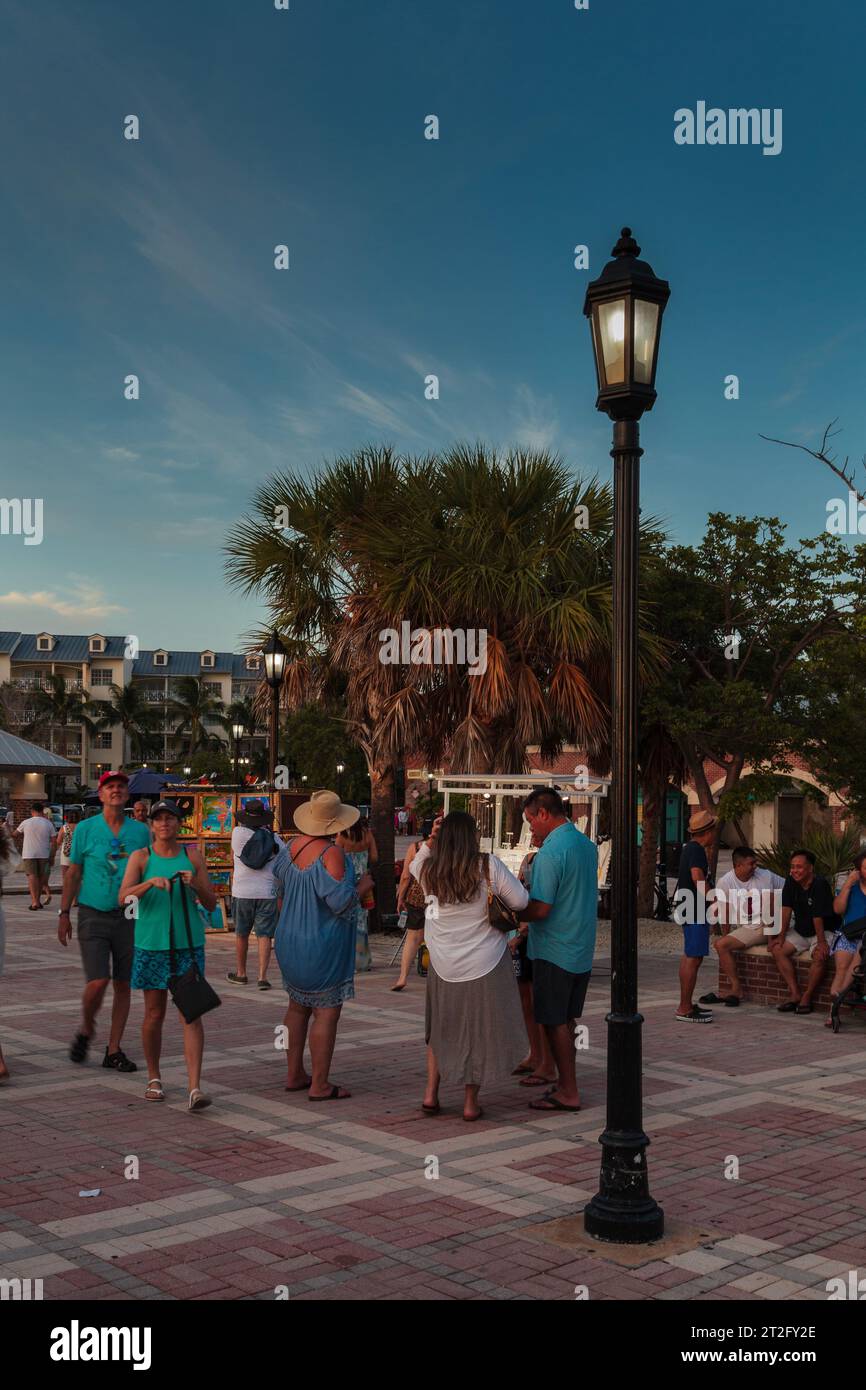 Mallory Square, Key West, Florida, USA tourists and locals regularly
