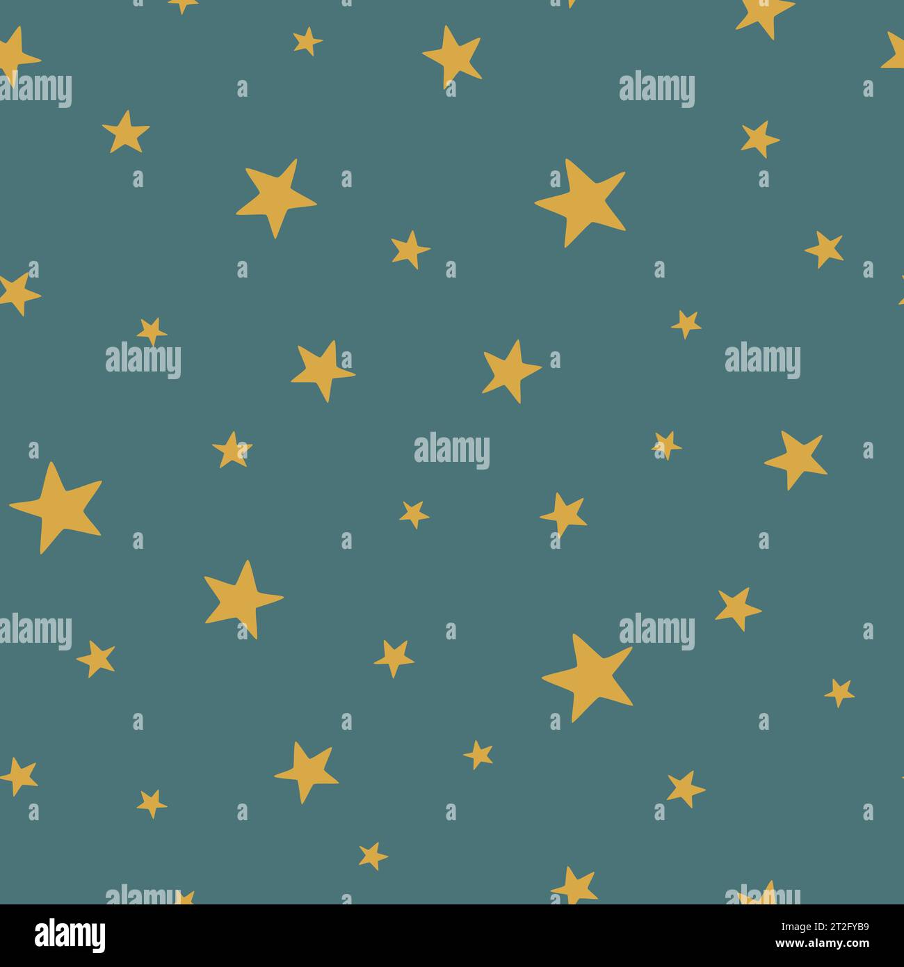 Christmas and winter themed seamless pattern, with golden stars on dark ...