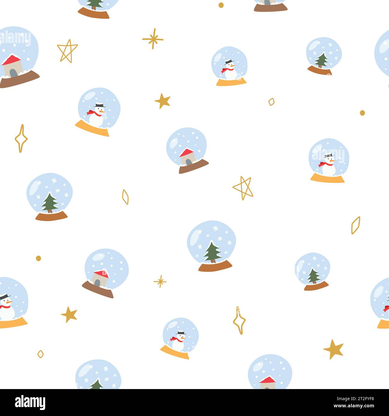 Christmas and winter themed seamless pattern, with snowballs and graphic elements on white background Stock Vector