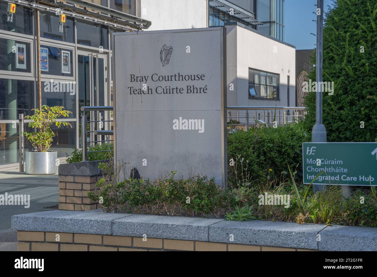 Bray County Wicklow, Ireland, 6th September 2023. Signage at front of Bray Courthouse Stock Photo