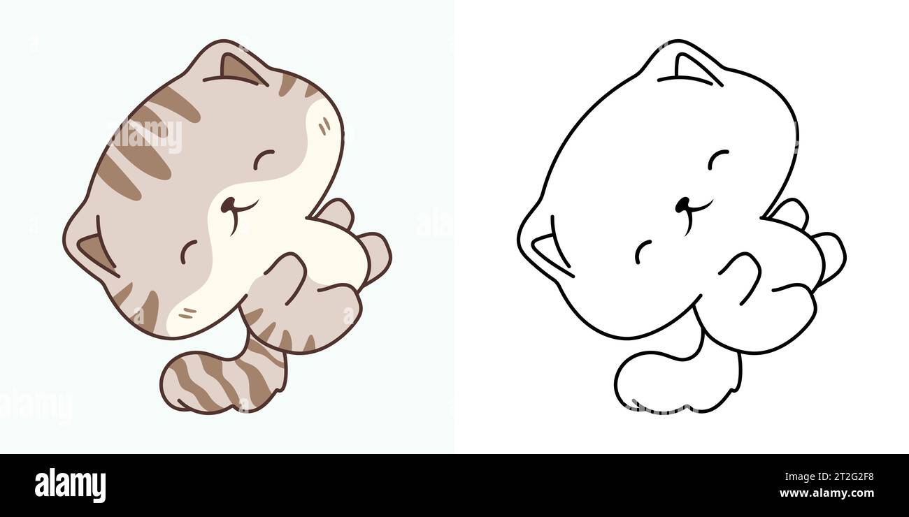 Kawaii Rabbit for Coloring Page and Illustration. Adorable Clip Art ...