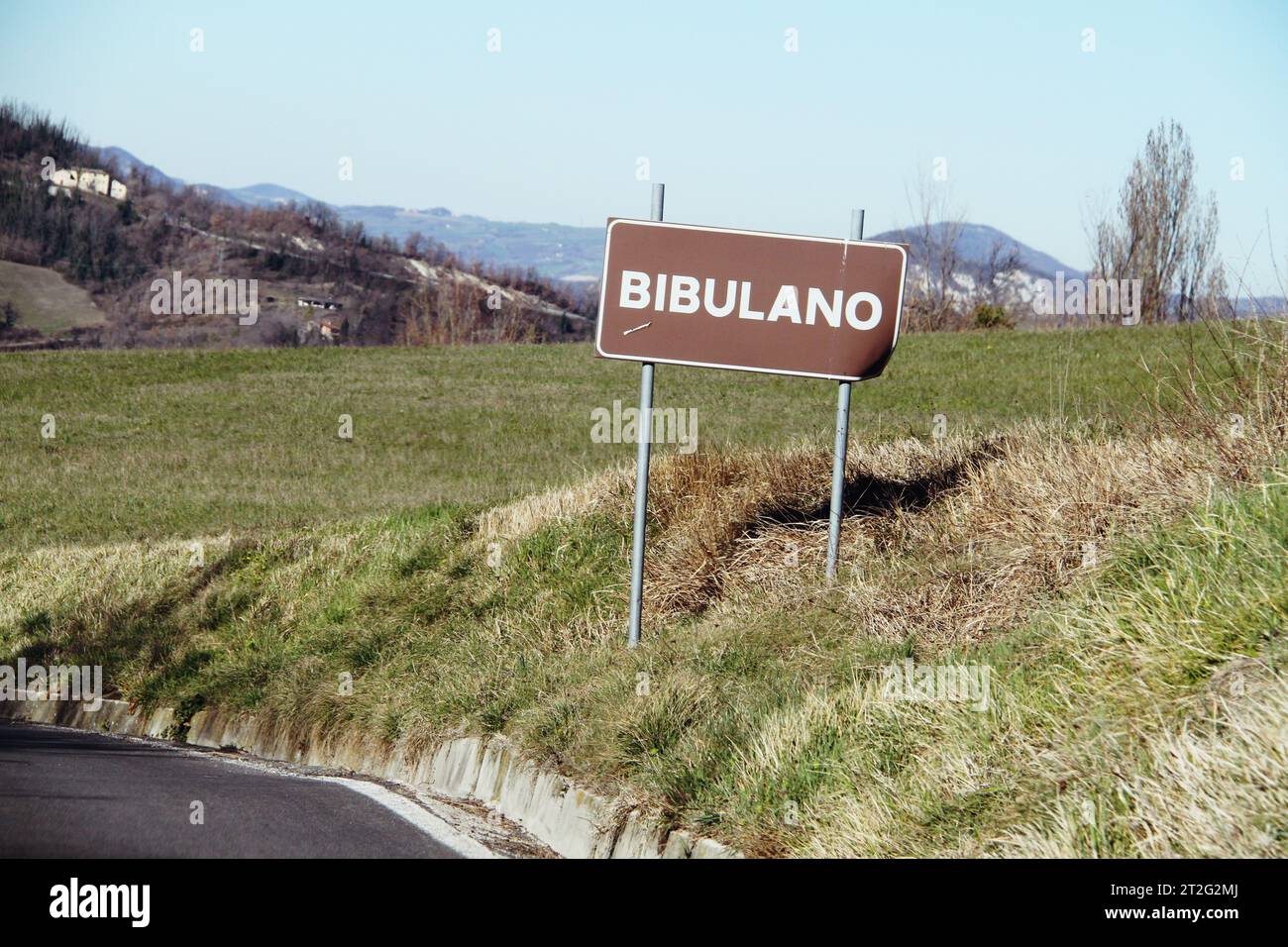 Sign at the entrance in the village of Bibulano, Emilia-Romagna, Italy Stock Photo