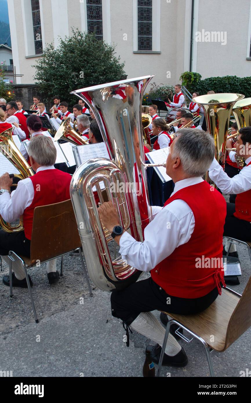 Young girl playing the euphonium whilst the other listens appreciatively  Stock Photo - Alamy