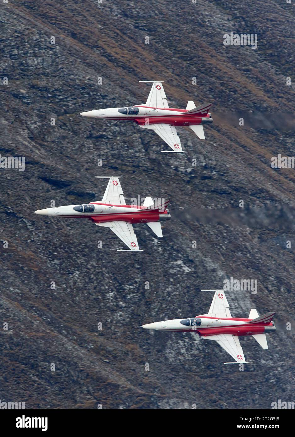 Die Kunstflugstaffel der Schweizer Luftwaffe Patrouille Suisse bei ihrer Vorführung auf der