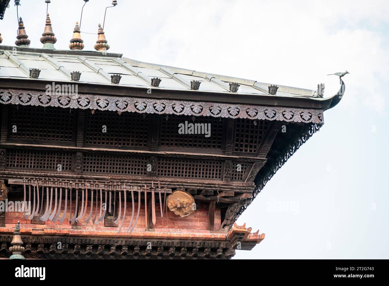 Bagh Bhairab Temple, Kirtipur, hills, Kathmandu, palaces and buildings. Terraces and homes, city streets. Nepal. 10-13-2023 Stock Photo