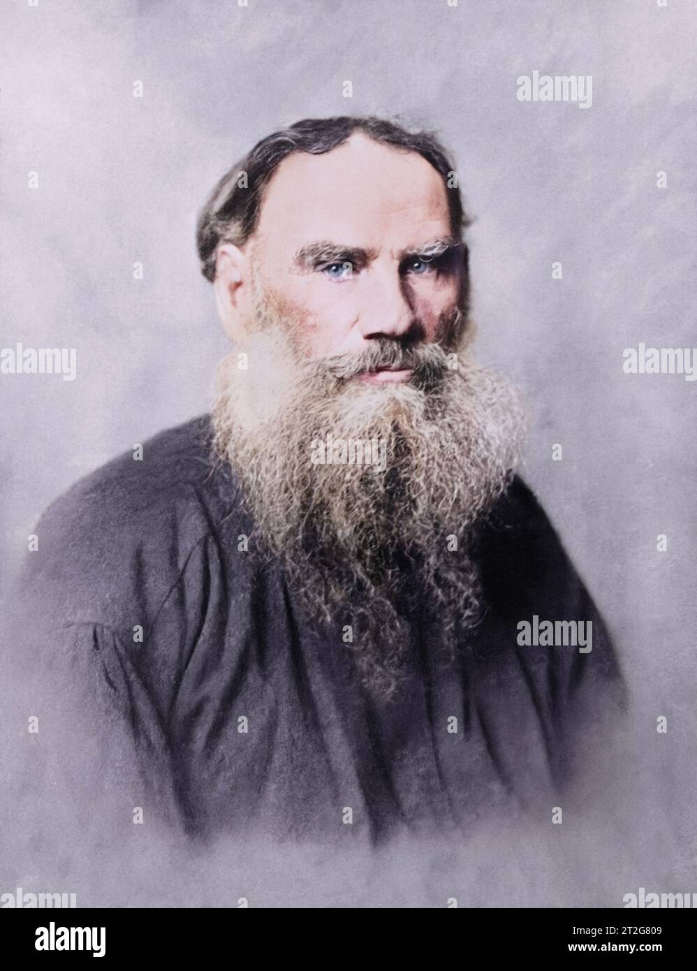 Leo Tolstoy. circa 187879. Photographed by Mikhail Panov Stock Photo