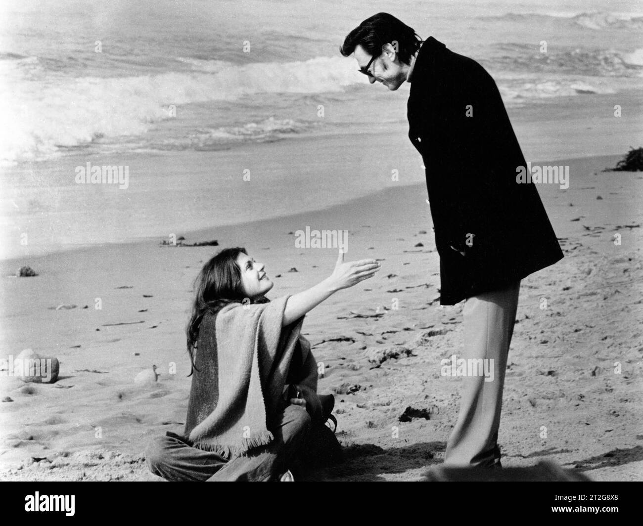 Meg Foster, Laurence Harvey, on-set of the film, 'Welcome to Arrow Beach', Warner Bros., 1974 Stock Photo