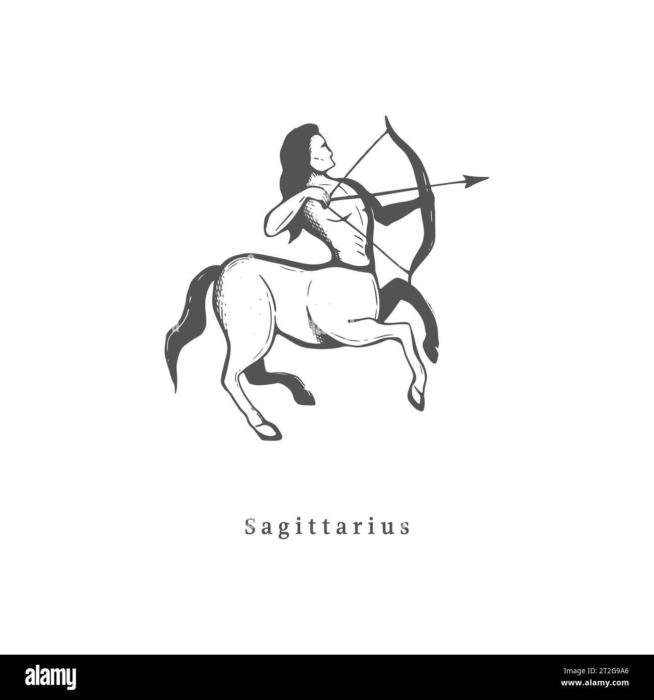 Sagittarius zodiac symbol, hand drawn  Stock Vector
