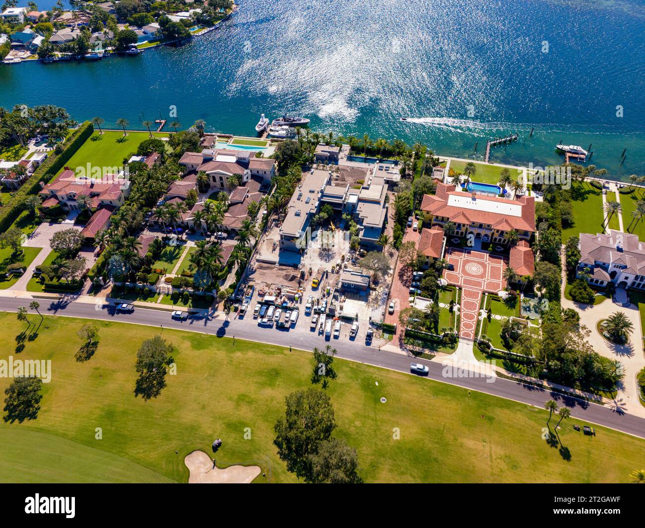 Miami Beach, FL, USA October 17, 2023 Aerial drone photo of Tom