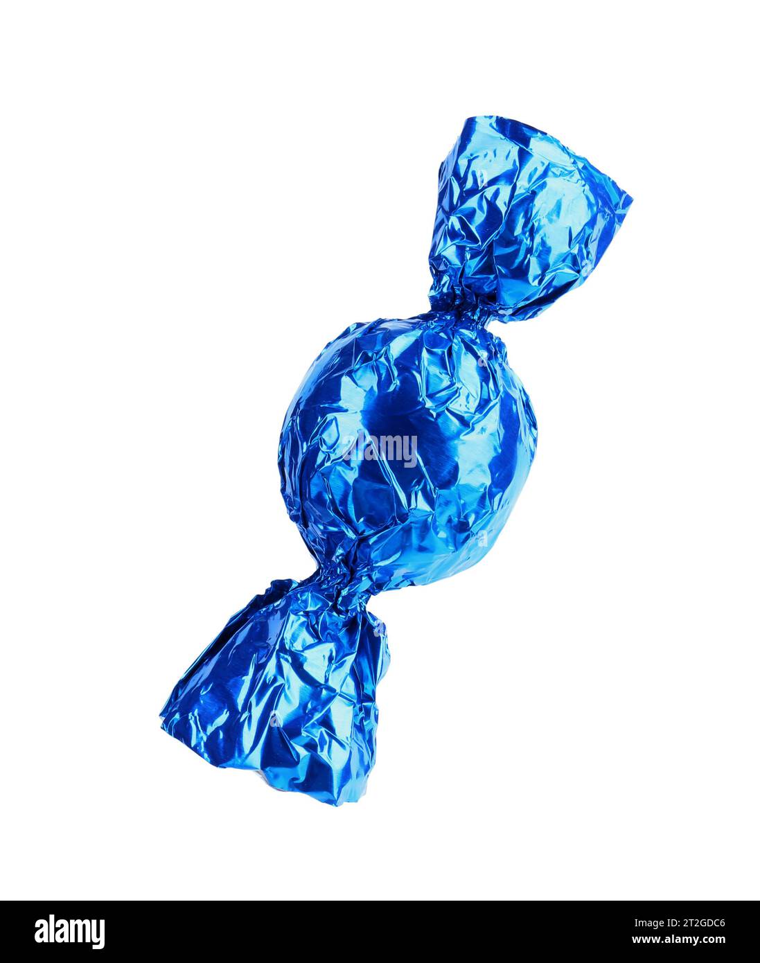 Tasty candy in blue wrapper isolated on white Stock Photo Alamy