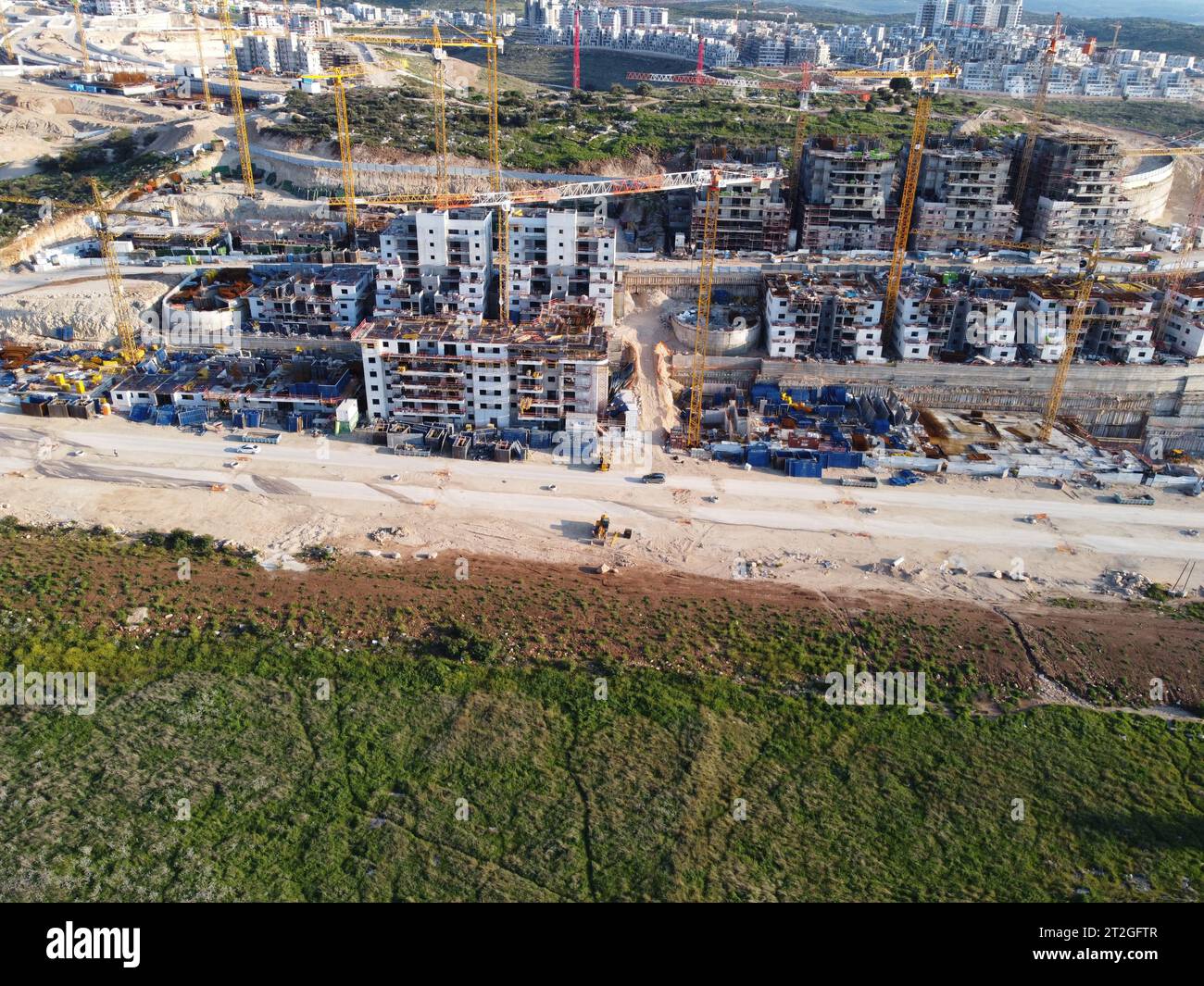Construction site in Modiin, Israel aerial footage. Stock Photo
